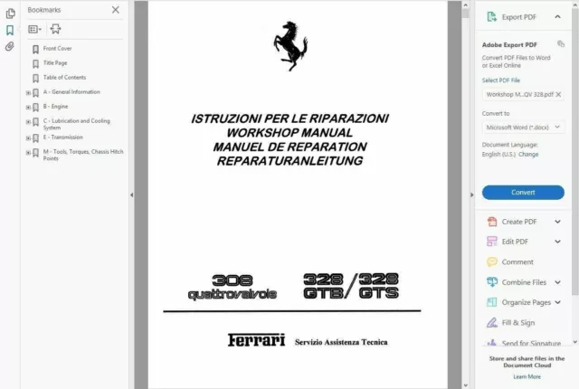 Factory Workshop Service Repair Manual Ferrari 308 Qv Gt4 328 Gtb Gts +Wiring 3