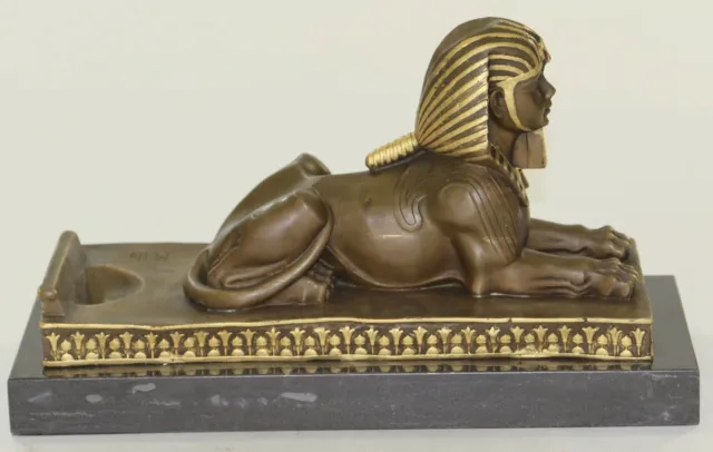 Vintage Large Fabulous Sphinx Bronze Statues Egyptian Pharoah Lion Hand Made Art