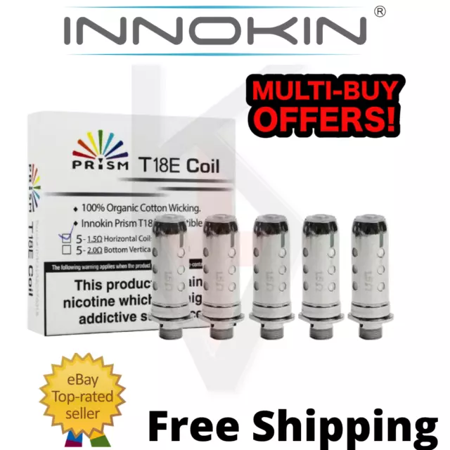 INNOKIN T18E COILS / T22E GENUINE Prism Endura Vape Coil Heads 1.5ohm (pk 5) UK