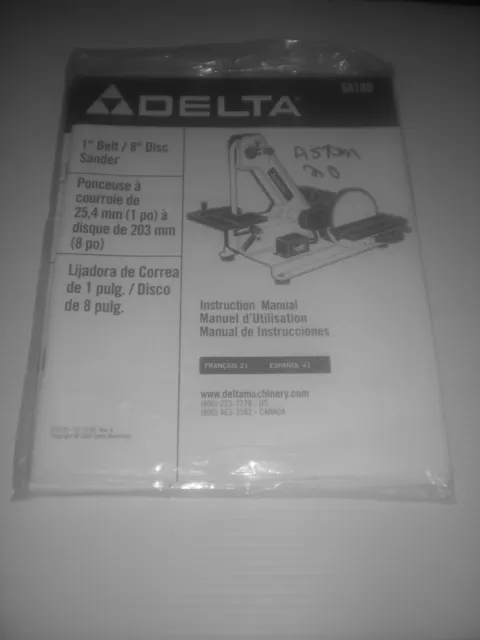 Delta 1" Belt-8" Disc Sander Sa180 Astom-20