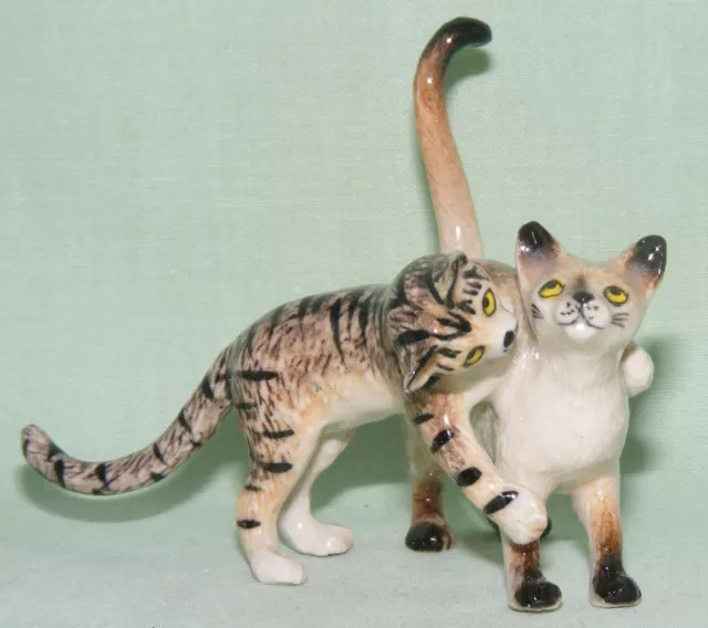 Klima MIniature Porcelain Animal Figures Siamese & Tabby Cats Playing K601