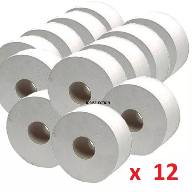 Papier hygiénique mini jumbo 180M - ouate 2 plis blanc - paquet de 12 rouleaux