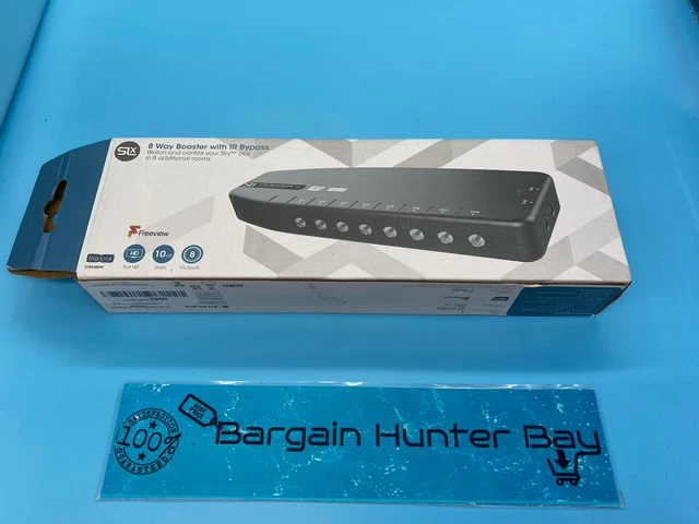 SLx Amplificatore Segnale TV A 6 Vie | Booster Con Filtro 4G/5G, Guadagno Regolabile E Connessioni Coassiali Per Migliore Ricezione TV Digitale