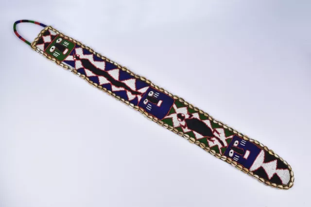 African Nigerian Hand Beaded Yoruba Diviner Belt Sash Wall Hanging #1