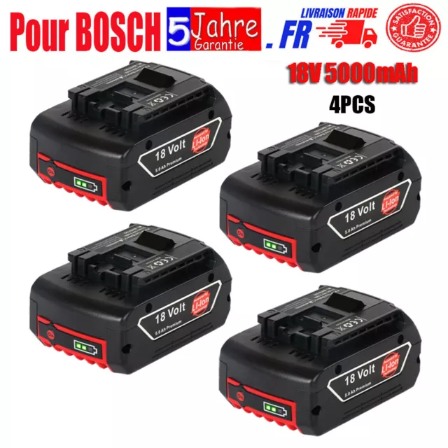 4X pour Bosch Batterie GBA 18V 5,0Ah 18V BAT618 BAT609 BAT620 GSR GSB 2607336236