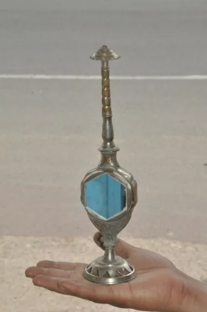 Old Brass Handcrafted Mirror Fitted Rose Water Sprinkler/Bottle