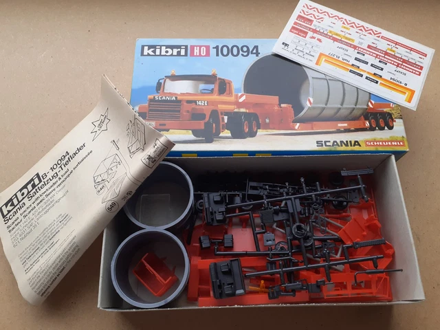KIBRI 10094 1:87 H0 SCANIA SCHEUERLE SATTELZUG TIEFLADER MIT LADUNG ...