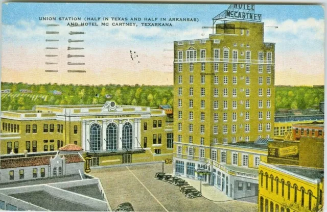 Texarkana TX AR The Union Station and Hotel McCartney 1950