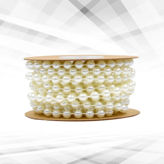 6 MM Crystal Bead Strands Artificial Wreath Beige Decor Pearl