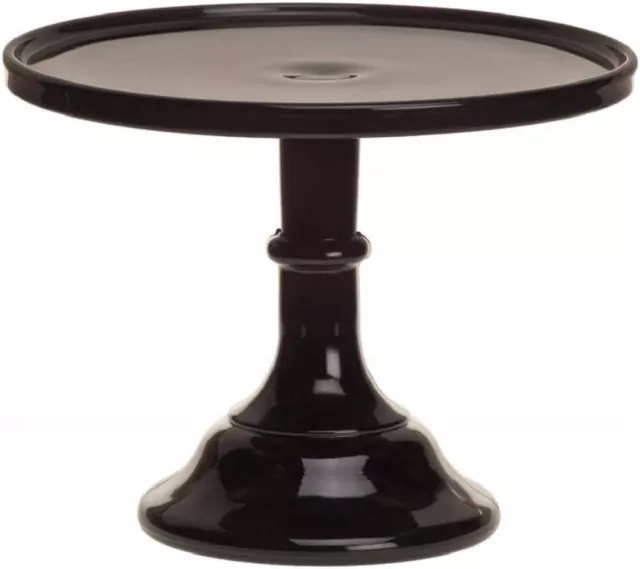 Cake Plate Pastry Tray Bakers Cupcake Stand Plain & Simple Black Glass 9" Mosser