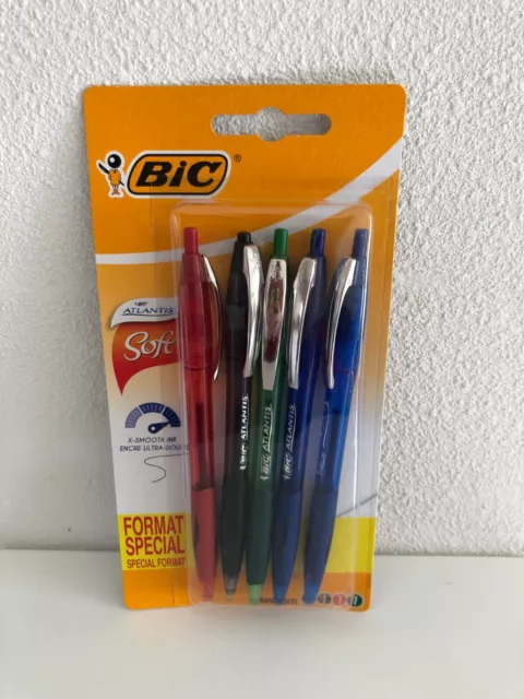 Bic Lot de 5 Stylos Bille Atlantis Encre Ultra Douce Neuf