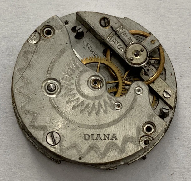 VINTAGE DIANA CYLINDER Escapement Pocket Watch Movement Parts Repair