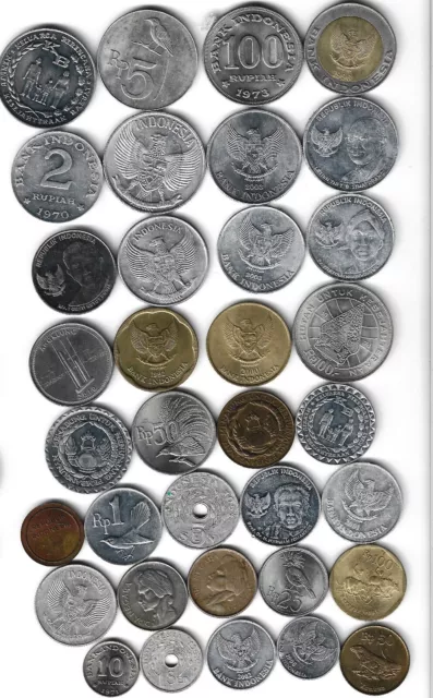 36 different world coins from INDONESIA