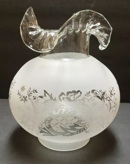 4" Straight Fitter Etched Filigree Gas Table Lamp Shade With Crimp Top New 148JB 2