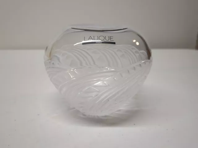 Vintage Lalique Vase, Art Deco, “Zagora, 3 1/2 x 4”, signed, w/orig. sticker