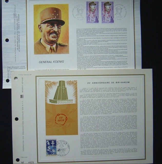 BATAILLE DE BIRHAKEIM en 1942 + gal Koenig 2 FDCCEF en TB état. EUR