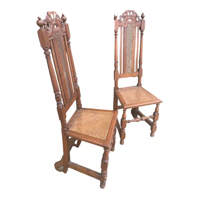 Pair of late 19th century high back chairs Gothic Style 130x43x38cm