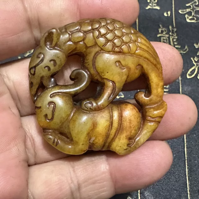 Old China hand carved natural jade art antiques pendant Talisman