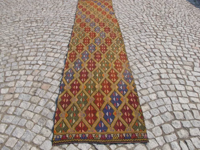 Handmade Kilim Runner Vintage Rug Wool Kitchen Hallway Oriental Carpet 2x12-3x12