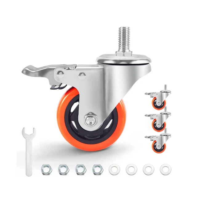 3 inch Casters 1 Inch Thread Stem Casters Heavy Duty Swivel Threaded Stem Cas...