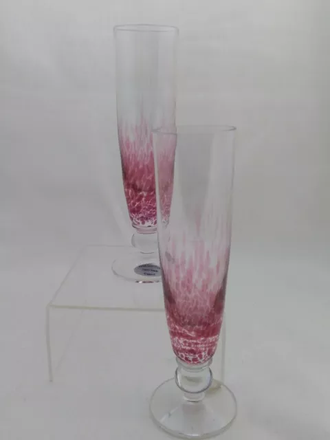 Kings Lynn, Crystal Pair Of  Vases, Pink 2