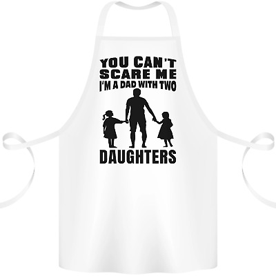 Dad With Two Daughters Funny Fathers Day Cotton Apron 100% Organic