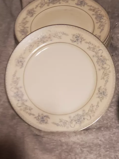 Set Of 6 Mikasa Fine China Dresden Rose Dinner Plates Blue Floral Mint 10 5/8"