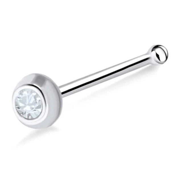 Pure 925 Sterlingsilber Weiß Kristall Einfach Nase Nadel Für Mädchen & Damen