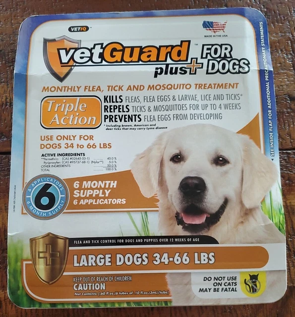 VetGuard Plus for Large Dogs 34-66 lbs. 6 months supply. Factory sealed
