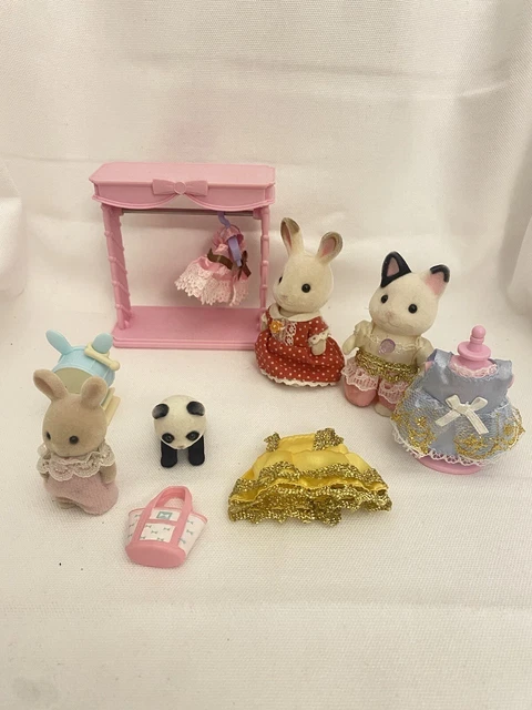 Calico Critters Bunny Rabbit Tuxedo Cat Panda Sylvanian Families Epoch Lot