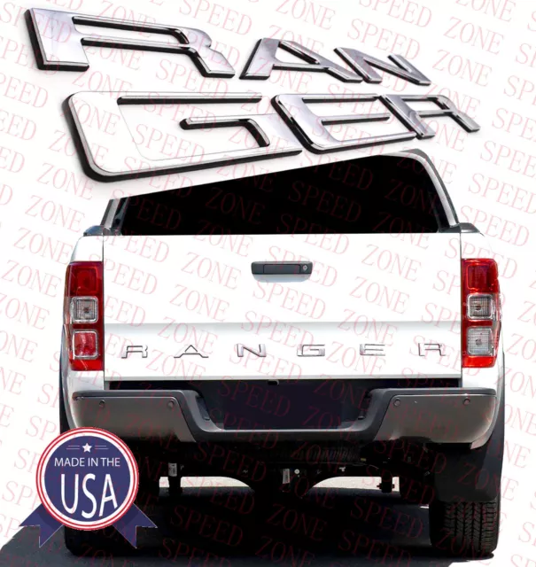 Double Layer Tailgate Insert Letters fits 2019-2021 Ford Ranger (Chrome Black)