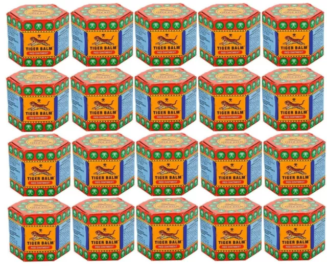 20 Bottles x Tiger Balm Red Ointment 21g Each Ayurvedic Pain Relieve Balm