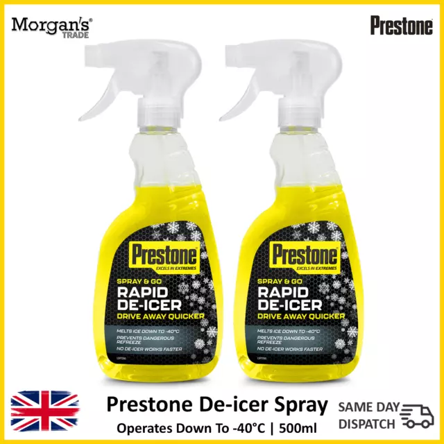 Prestone Rapid Car De Icer Spray Window Windscreen Melts Ice Frost 500ml x2