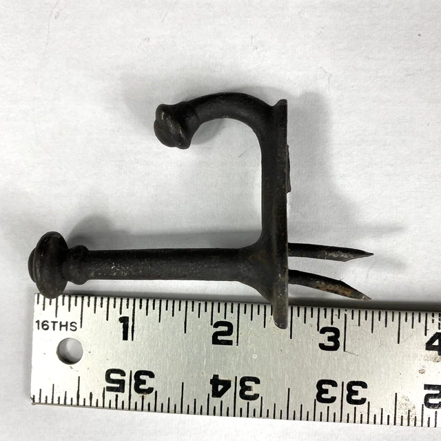 Vintage CAST IRON Antique Coat Scarf Hat Hook Small 2 1/4" with prongs 5