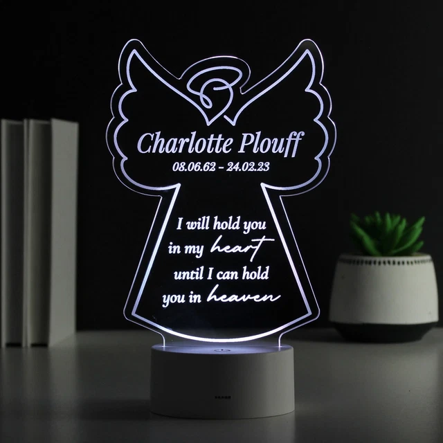Luce LED Angelo Memoriale Verso Cambia Colore Personalizzata 3