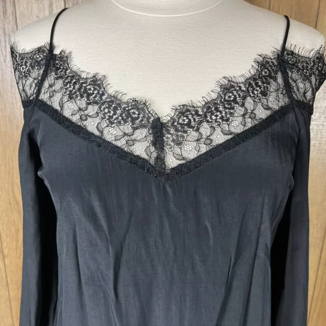 Mustard Seed (Size S) Black Floral Lace Open Shoulder Top Blouse NEW NWT $58 2