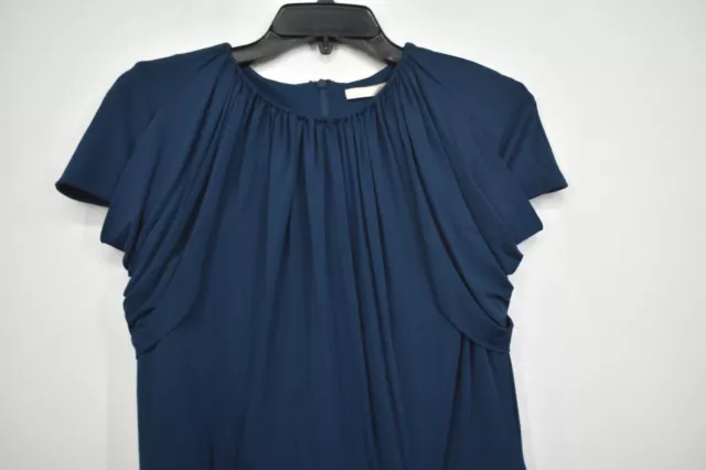 Jason Wu Womens Navy Blue Crewneck Jersey Short Cap Sleeve Pleated Maxi Dress 12 3