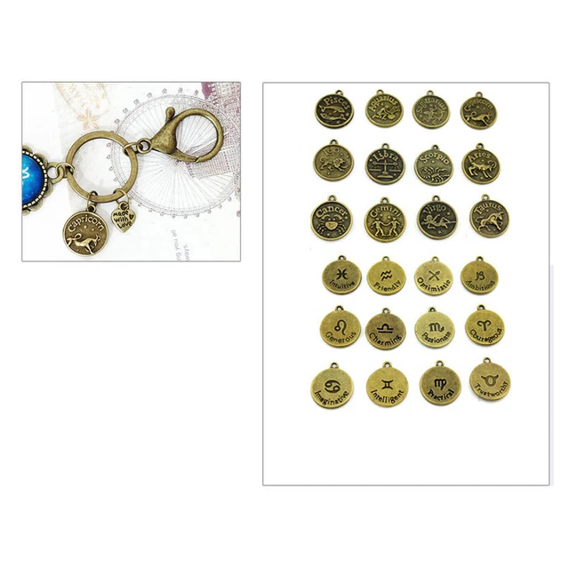 2 Pcs Hanging Keychains Pendant DIY Key Chain Accessories Constellation 3