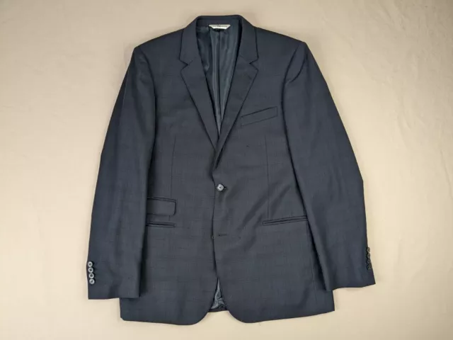 Jhane Barnes Jacket Adult 42 Long Wool Navy Plaid Two Button Sport Coat