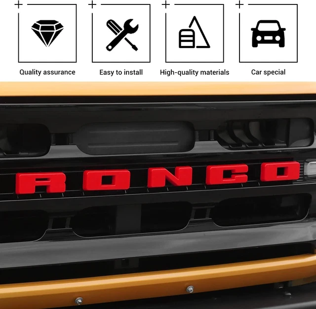 FOR 2021+ FORD Bronco Front Grille Emblem Trim Cover ABS Letter