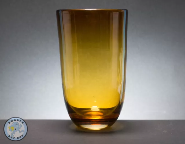 Amber Art Glass Vase Mid Century Modern Swedish Lindshammar