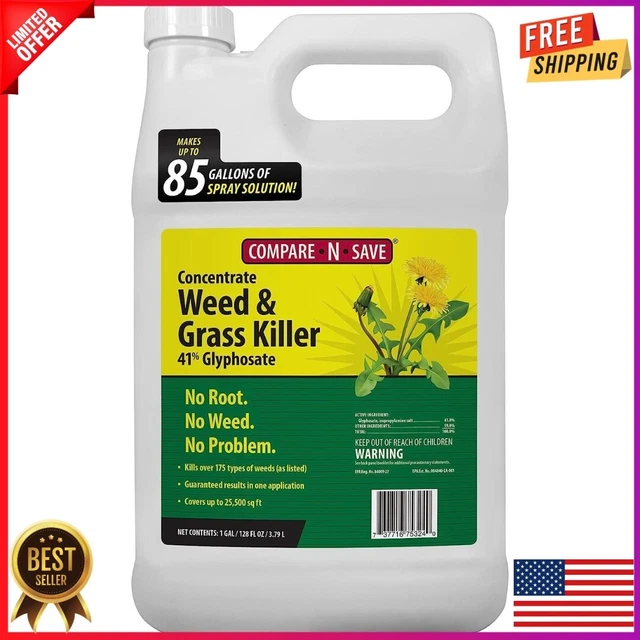 Weed Grass Killer Herbicide 1 Gallon 41% Glyphosate Concentrate Compare-N-Save**
