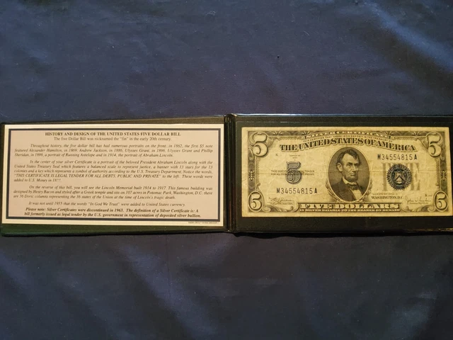 1934-C $5 Five Dollars Blue Seal Silver Certificate Currency Note