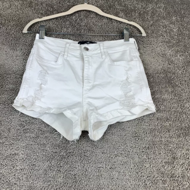 Hollister Denim High Rise Short-Short Women's Size 3/26 White Cuffed Distressed