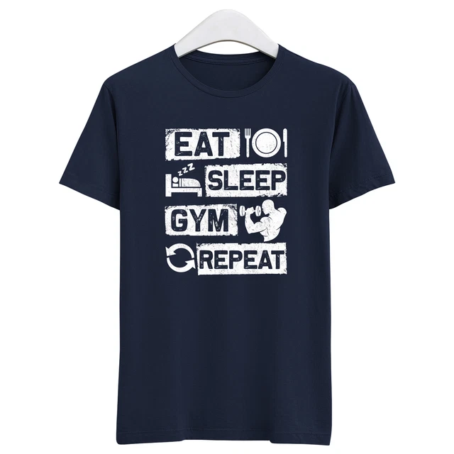T-shirt palestra - Eat Sleep Gym Repeat T-shirt sollevamento pesi fitness V3808