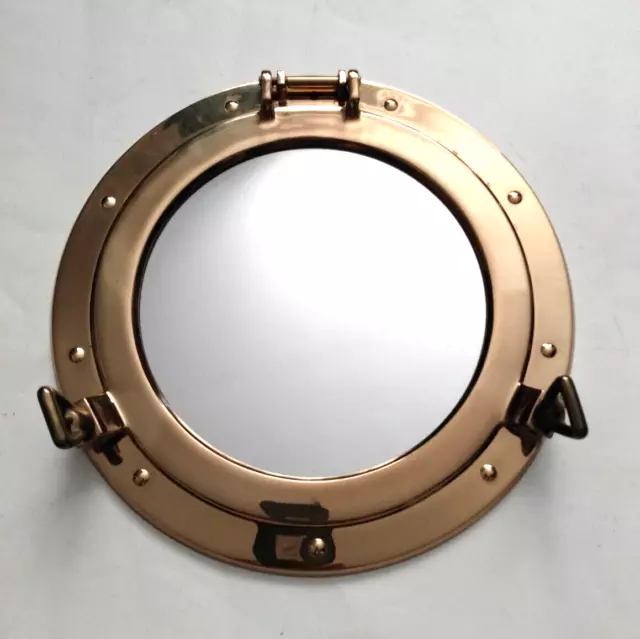 Brass Porthole Mirror Polished Finish Nautical Wall Maritime Decor ~ It Opens!