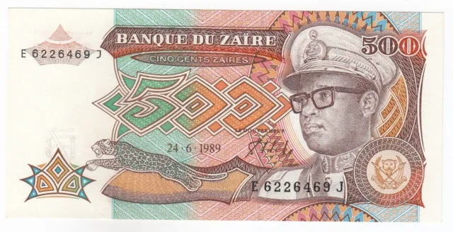 Zaire, 500 Zaires, 1989, Banque Du zaire, P34a, UNC