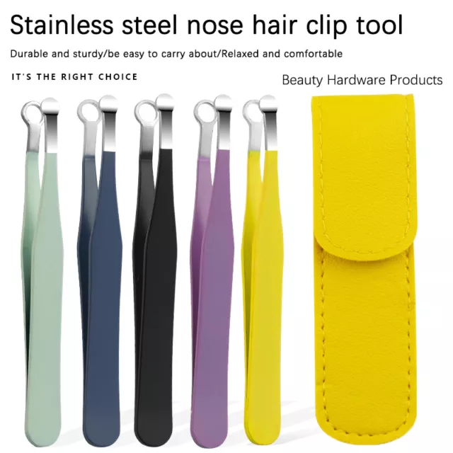 Stainless Steel Round Head Press Type Nose Hair Eyebrow Trimming Tweezers Sp