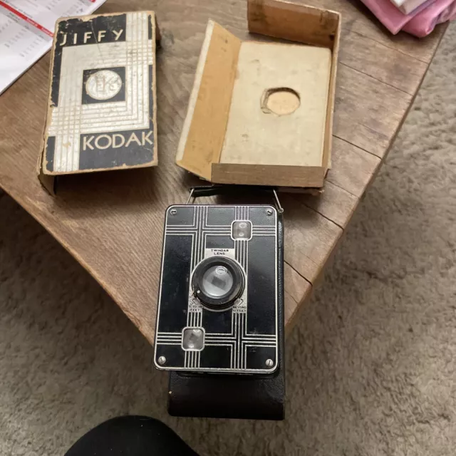 Art Deco Kodak Jiffy Six- 16 Camera Twindar Lens Foldout Bellows In Original Box