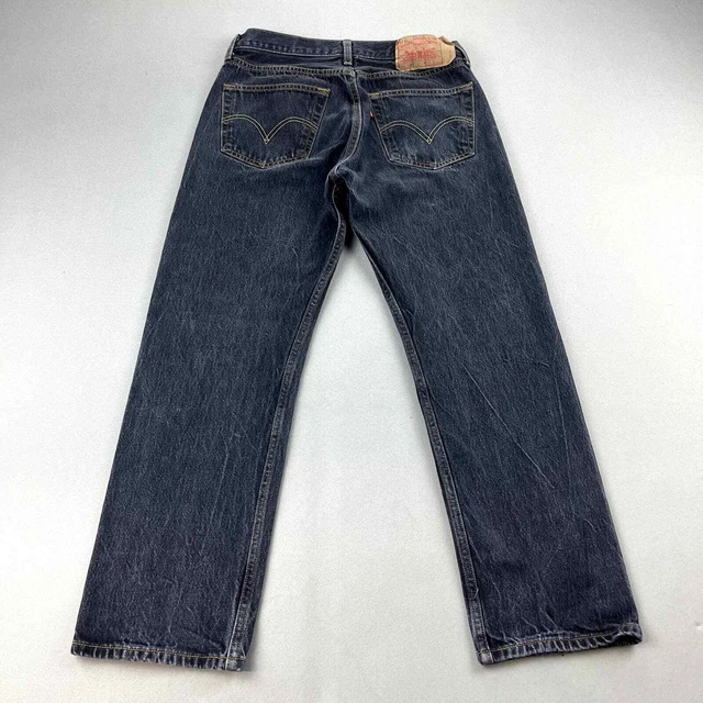Levis 501 Jeans Mens 30 Black Denim Original Straight Leg Light Charcoal Wash